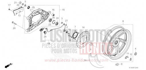 ROUE ARRIERE/BRAS OSCILLANT SH350AS de 2025